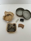 Lot Of Antique Violin Accessories In Round Tin Box