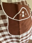 Vintage Scalloped Gingham Apron Cottagecore Prairie Halter Bib W 3 Pockets   Tie