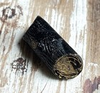 Antique Black Glass Realistic Log Shaped Button With Gold Luster    