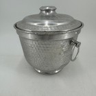 Vintage Hammered Aluminum Ice Bucket With Lid Made In Italy Bb-501 Silver Mcm