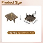 100pcs Square Pyramid Studs 4mm Four-jaw Metal Stud Spikes Bronze 