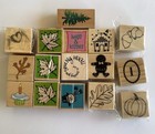 Mixed Lot 16 Rubber Wood Stamp Blocks Mixed Themes Scrapbooking Cardmaking