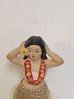 Vtg  1940-1950s Hula Girl Bobble Dancer Nodder Ceramic Hawaii Aloha Grass Skirt 