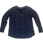 Nautica Polka Dot Long Sleeve Pajama Set Henly Top Drawstring Bottoms Medium