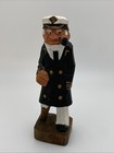 Vintage Hand Carved Wooden Folk Art Sea Ship Captain Sailor 6    With Pipe