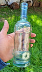 Vintage Style Clear Glass Decorative Bottle Embossed Heavy Glass Made In Spain