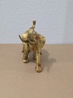 Gold Elephant Figurine Raised Trunk Resin Statue Jeweled Saddle Home Decor 8 