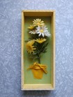 Plastic Flowers Wall Art Vintage Floral Mid Century Decor Daisies Shadowbox