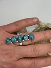 Rare Ithaca Peak Turquoise Southwestern Sterling Crawler Ring- Kingman Turquoise
