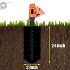 2     24  Earth Auger Drill Bit For Garden Post Fence Post Hole Digger Black
