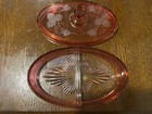 Vintage Pink Depression Glass Powder Trinket Dresser Vanity Jar Candy Dish