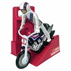 Evel Knievel Stunt Cycle Action Figure  black Bike  Red Launcher 
