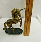 Aldon Solid Brass Vintage Unicorn Statue Figurine 5  Tall wide Heavy Patina 1981