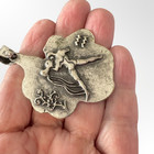 1970s Modernist Aquarius Pendant Vintage Silver Tone Zodiac Horoscope Astrology