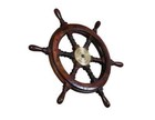 Vintage Brass   Wood Nautical Maritime Boat Ships Wheel Helm 24  Halloween Gift