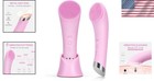 Pink Face Cleansing Brush  Ultra-soft Silicone With Heating Function   Vibration