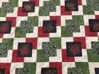 Vintage Style Christmas Green Red Quilt Top Block  60 X 80