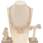 4 Piece Set Necklace Bracelet Ring Earrings Set - Gold Plated 14k