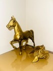 Vintage Cast Metal Golden Copper Horse Antique Statue