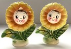 Vintage Yellow Smiling Face Sunflower Salt And Pepper Shakers