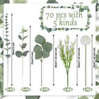 70 Pcs Mixed Eucalyptus Leaves Stems Artificial Silver Dollar Flower Bulk Fau   