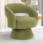 Ebello Swivel Barrel Chair  Velvet Fabric Swivel Accent Chair With Soft Cushion