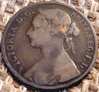 1875 Wide Victorian Bun young Head One Penny Queen Victoria Coin See Pics S 1014