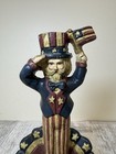 Vintage Uncle Sam Cast Iron Door Stop 8 25  Patriotic Americana 4th July Decor