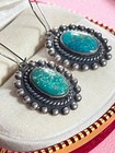 Vtg Southwestern Sterling Silver Turquoise Earrings Marked Sterling