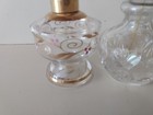 Lot Of 2 Vintage Crystal Perfume Bottles Painted Pink Flowers      Atomizer Vanity