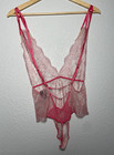 Victoria s Secret Bodysuit Womens Large Lace Pink Sheer Lingerie Teddy Intimate