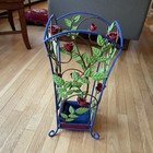 Vintage Iron Enamel Tole French Italy Umbrella Stand Roses
