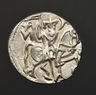 I14-65     Shahi Kings  Silver Drachm   samanta Deva  Bull   Horseman