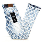 Black Light Men Jeans Stretch Slim Straight Flare Fit Lt Blue Denim Rhinestone