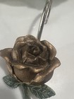  Vintage  Rose Flower Shower Curtain Hooks Set Resin Metal Bronze Green Polished