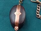 14  Long Watch Chain W  Hand Carved Wood Block   Tackle Pulley Themed Fob