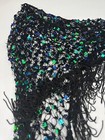 Women Bling Sequined Belly Dance Party Triangle Shawl Stole Wrap Scarf Tassel
