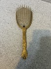 Vintage Gold Tone Hand  Held Vanity  Mirror With Flower 