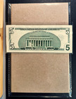 2001  5 Federal Reserve Note  gutter Fold Error  - Xf