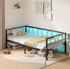 Twin Metal Daybed Rgb Led Lights 1100lb Sofa Bed Platform Black Sof   Cama Marco