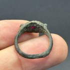 Ancient Roman Bronze Ring With Ruby Engraved Bezel