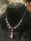 Vintage Sterling Silver Faceted Glass Necklace And Bracelet Set