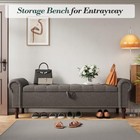 60  Bench Upholstered Tufted Button Faux Leather End Bed Storage Ottoman Gray