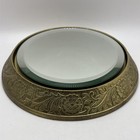 Vtg Antique Victorian Art Deco 20s Vanity Glass Mirror Gold Brass Display Stand