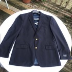 New Jos a bank Dk Navy 100  Wool Executive Sport Jacket Gold Buttons 44l