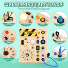 Montessori Toddler Busy Board Wooden Toys For 1-3 Years Old Sensory Toy Led