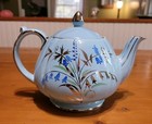 Vintage Sadler England Teapot Light Blue With Flowers And Gold Trim  1604