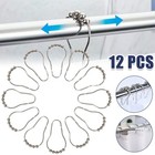 12pcs Metal Shower Curtain Hooks Rings Double Glide Roller Set For Bathroom