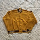 Vintage 1950s 60s Boucle Varsity Jacket Mens Yellow As Is Snap Front 