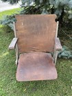 Antique Vintage Folding Theatre Cinema Seat Cast Iron Wood 